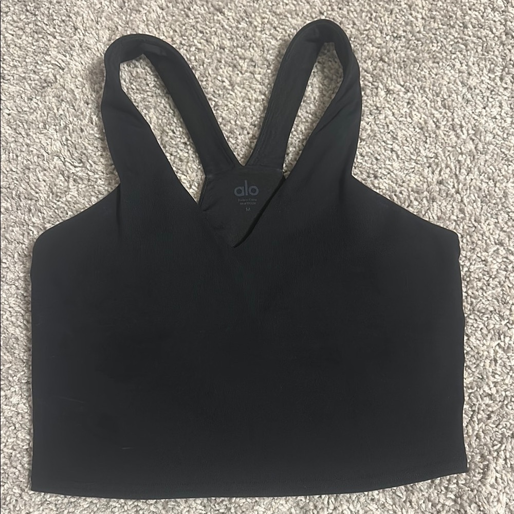 Alo Airbrush Real Bra Black V-Neck Tank M